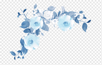 Flower 1080p, Blue flower border texture, blue and white roses illustration, border, blue, computer Wallpaper png