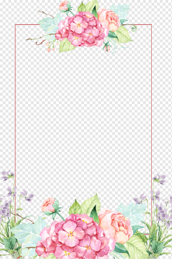 Flower, Beautiful flower borders, pink and yellow floral border, border, watercolor Painting, flower Arranging png