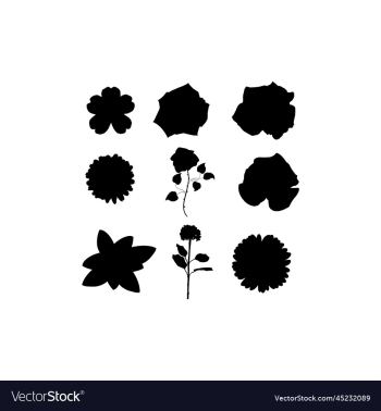 flower beauty icon set silhouette flower beauty icon set silhouette