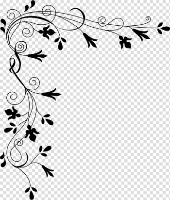 Flower Black and white , Corner Border transparent background PNG clipart