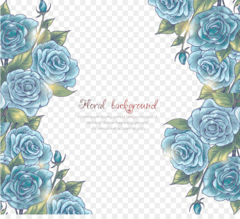 Flower Blue rose Illustration - Textured blue flower elements 