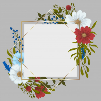 Flower border drawing - red frame Free Vector