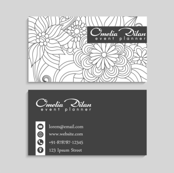 Flower border drawing white and black Free Vector