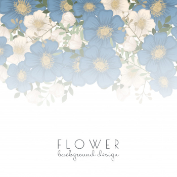 Flower border template - blue flowers Free Vector