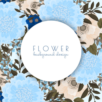 Flower border template light blue flowers Free Vector