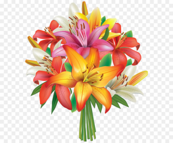 Flower bouquet Clip art - Lilies Flowers Bouquet PNG Clipart Image 