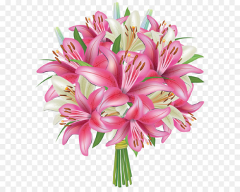 Flower bouquet Lilium Clip art - White and Pink Lilies Flowers Bouquet PNG Clipart Image 