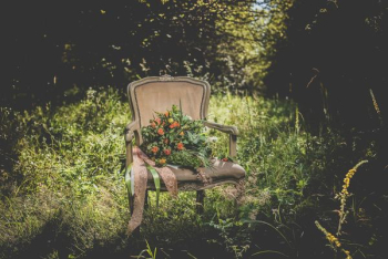 flower bouquet on armchair flower bouquet on armchair