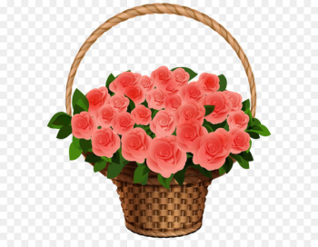 Flower bouquet Rose Clip art - Basket with Red Roses PNG Clipart Image 