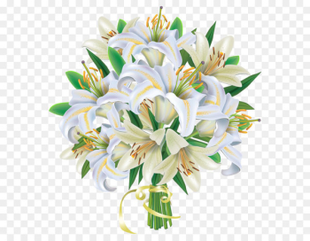 Flower bouquet Wedding Clip art - White Lilies Flowers Bouquet PNG Clipart Image 