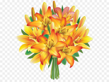 Flower bouquet Wedding invitation Clip art - Yellow Lilies Flowers Bouquet PNG Clipart Image 