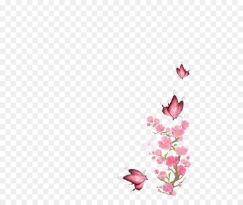 Flower Branch Clip art - Pink fly butterfly 