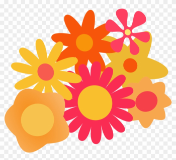 Flower Cluster Cartoon Svg Vector File, Vector Clip - Orange And Pink Flower Clip Art