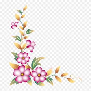 Flower Corner Border Clip Art - Flower Corner Border Design Png