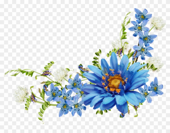 Flower Desktop Wallpaper Blue Wallpaper - Blue Flower Corner Border Png