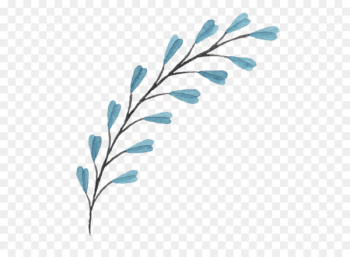 Flower Drawing Ink - Blue branches flowers 