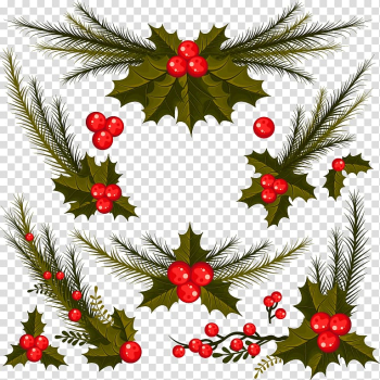 Flower Element, Christmas decorative floral elements transparent background PNG clipart