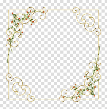 Flower frame illustration, , Elegant border of flowers and plants transparent background PNG clipart