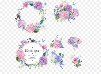 Flower garden Hydrangea Blossom - Vector colored bouquet wreath 