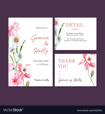 flower garden wedding card design with daisy