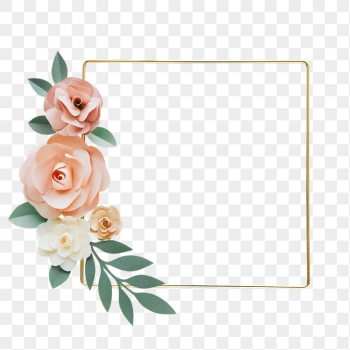 Flower gold frame png sticker, | Free PNG - rawpixel