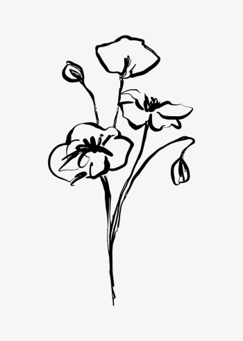 Flower ink brush, aesthetic line | Free Photo - rawpixel