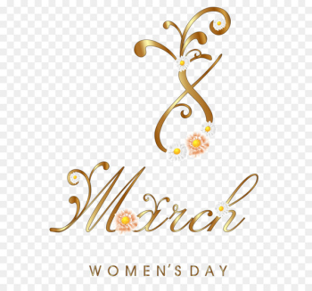 Flower International Women's Day March 8 Woman Holiday - Gold March 8 with Flowers PNG Clipart Image 