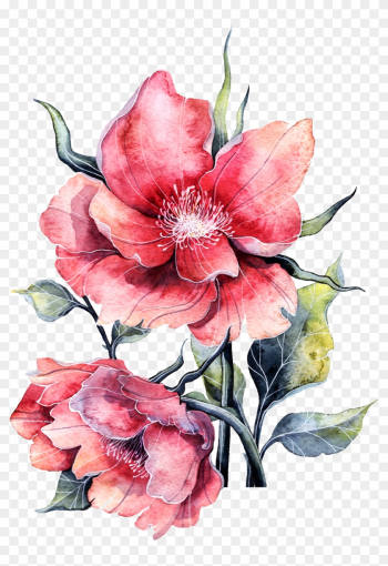 Flower Paper Painting Rose - Pink Painting Flowers Png