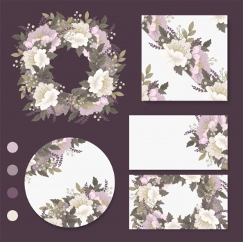 Flower  pink flowers cards, , wreath Free Vector