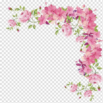 Flower, Small fresh flowers hand-painted border, pink flower border transparent background PNG clipart