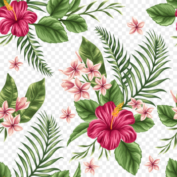 Flower Tropics Watercolor painting - Hand-painted flowers background 