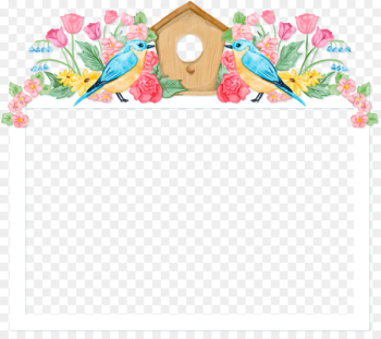 Flower Valentines Day Clip art - Hand painted flower hand painted bird letter border 