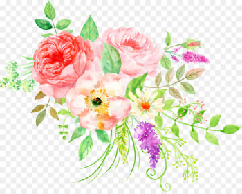 Flower Watercolor painting Floral design - Beautiful floral watercolor peony flower cluster 