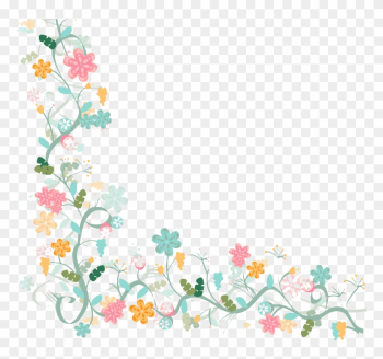 Flower Watercolor Painting - Flower Border Transparent Background