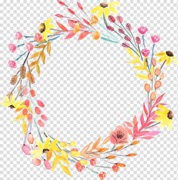 Flower wreath illustration l, Wreath Computer file, painted garlands transparent background PNG clipart