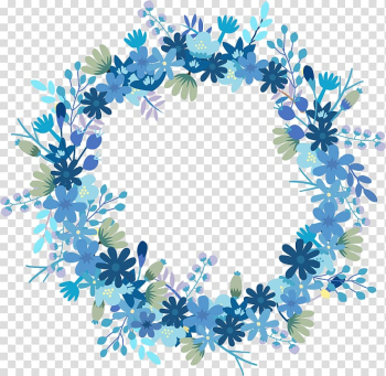 Flower wreath illustration, Paper Wreath Flower Blue Gift, Floral Wreath transparent background PNG clipart