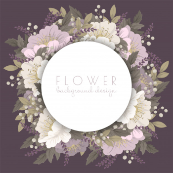 Flower wreaths drawing  pink floral card Free Vector