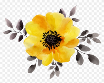 Flower Yellow Watercolor Painting Stock Illustration - Yellow Watercolor Flower Png