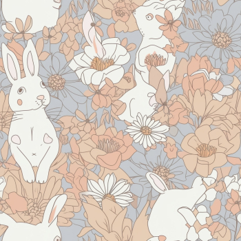 Flowers and bunnies seamless pattern