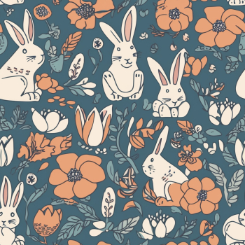 Flowers and bunnies seamless pattern