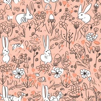 Flowers and bunnies seamless pattern