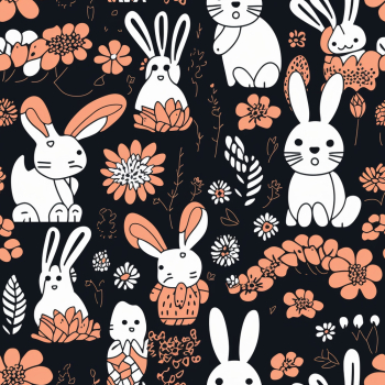 Flowers and bunnies seamless pattern