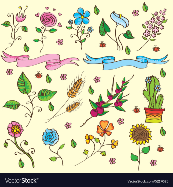 Flowers and plants set vector image Flowers and plants set vector image
