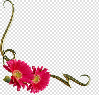 Flowers corners, red daisy flower art transparent background PNG clipart