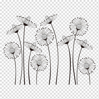 Flowers , Drawing Line art , Leaves transparent background PNG clipart