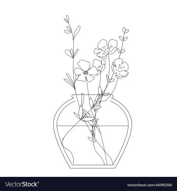 flowers in a vase line art