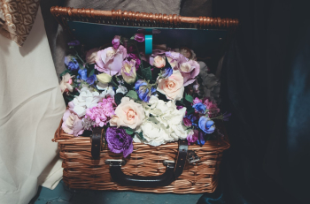 Flowers Inside Brown Wicker Basket Flowers Inside Brown Wicker Basket
