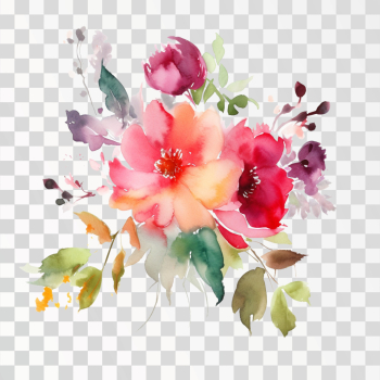 Flowers watercolor, png transparent background