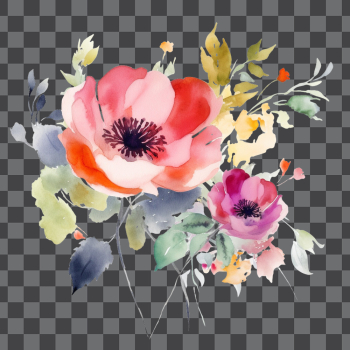 Flowers watercolor, png transparent background