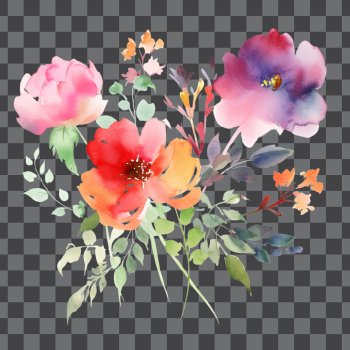 Flowers watercolor, png transparent background